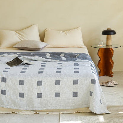 New Cotton Three-Layer Gauze Blanket for All Seasons - Crock-Blue 150 x200cm (about 0.85kg) - blanket