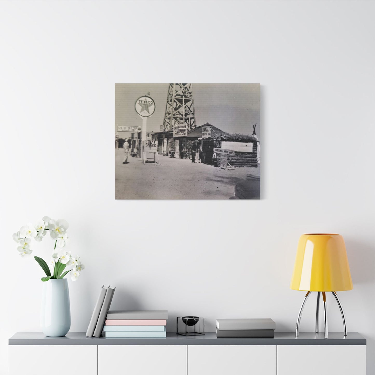 Texaco Station Continental Divide Satin Canvas Stretched 30" x 24" (Horizontal) 1.5"