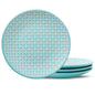 BlueWave 8in Ceramic Serveware Set - 4 Embossed Dessert Plates - Blue 8 Inch - plates