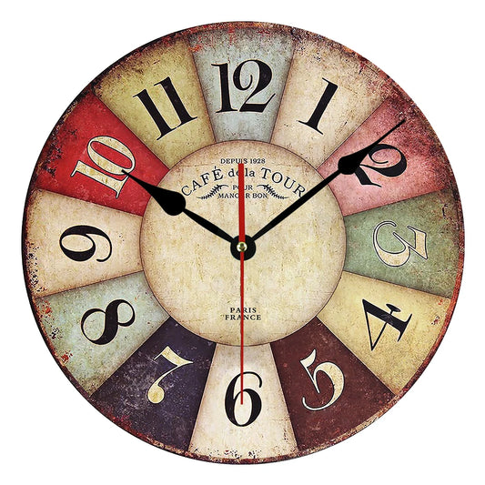 12 Inch MDF Wooden Clock Antique Clock and Creative Art  Home Decor Wall Clocks