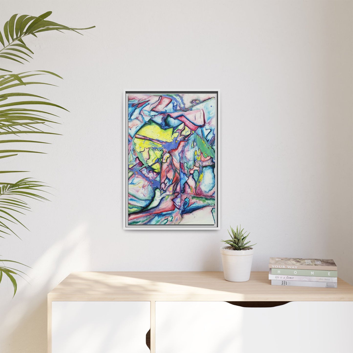 Alien Abstract Colorful Framed Canvas Art - Kia Day Design