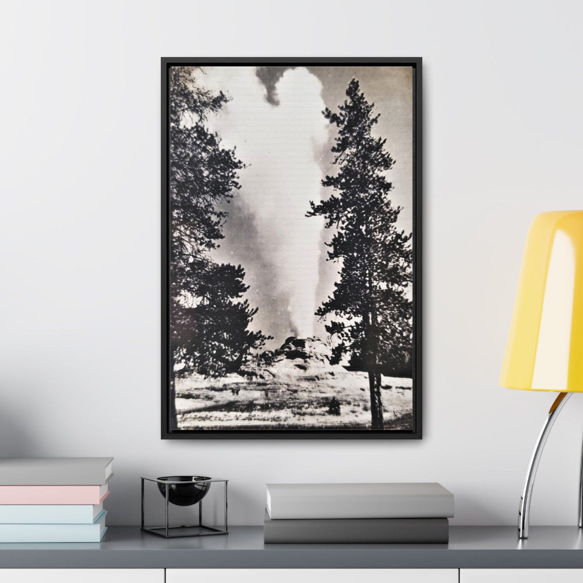 Castle Geyser Yellowstone Gallery Canvas Wraps Vertical Frame - 16″ x 24″ Premium Gallery Wraps (1.25″) Black - Canvas
