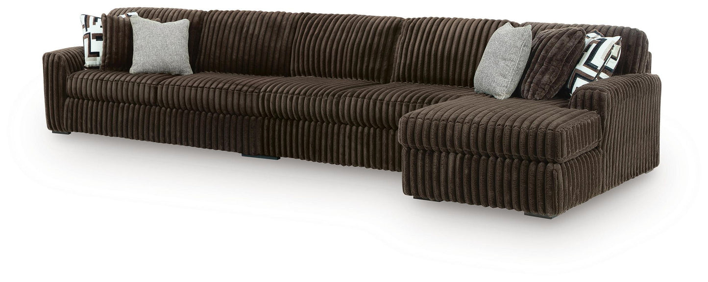 Midnight-Madness - Sectional - Dark Brown 3 Pc. Sectional With LAF Sofa And RAF Corner Chaise - Stationary Sectionals