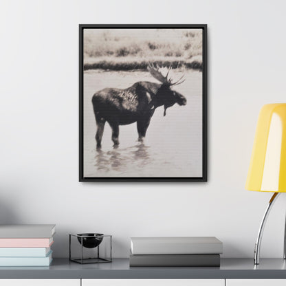 Yellowstone Bull Moose Gallery Canvas Wraps Vertical Frame 16″ x 20″ Premium Gallery Wraps (1.25″) Black
