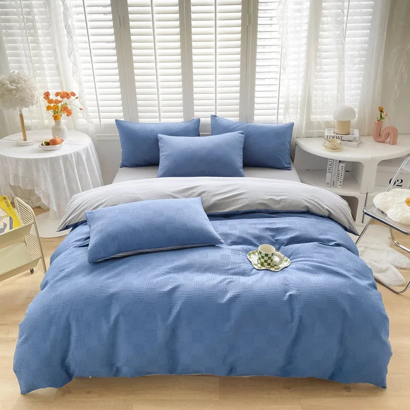 Cotton Four-Piece Set Waffle Cotton Quilt Cover and Four-Season