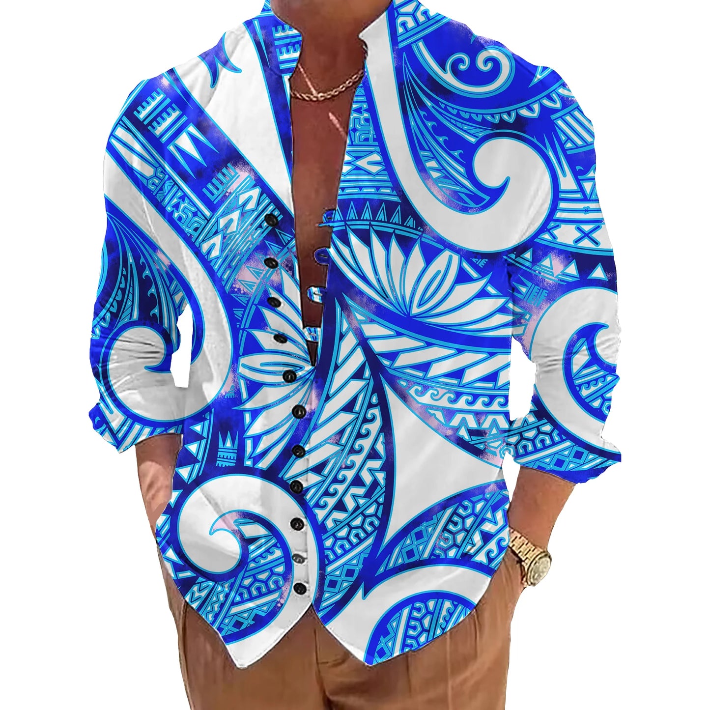 Polynesian Pattern Shirts for Men Oversized Shirts for Men Casual