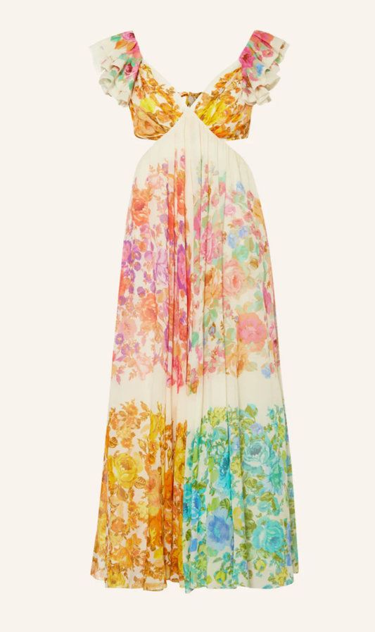 Chic Colorful Floral Print Maxi Dress - Extra Large - dress