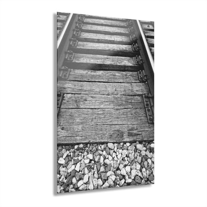 Railroad Track Black & White Acrylic Print — Vintage Track Photography Wall Art French Cleat Hanging - - Home Decor
