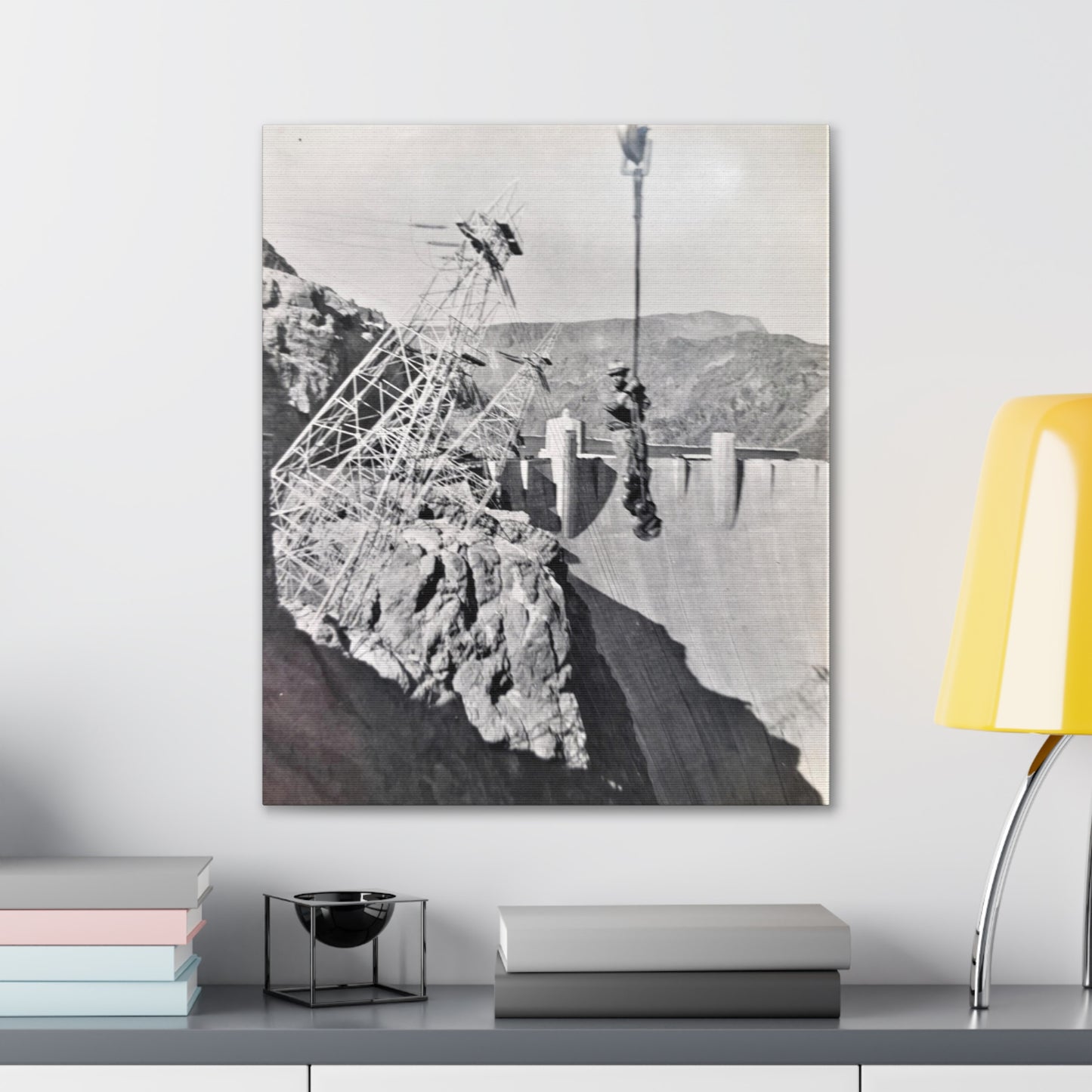 Suspended Boulder Dam Worker Canvas Gallery Wraps