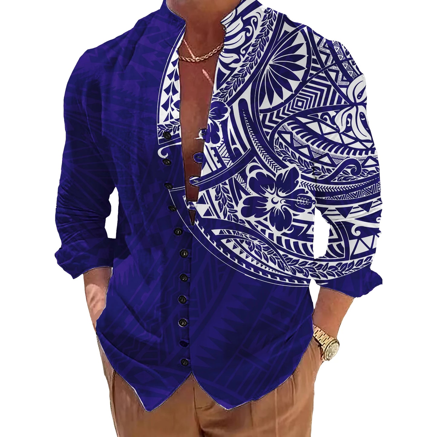 Polynesian Pattern Shirts for Men Oversized Shirts for Men Casual