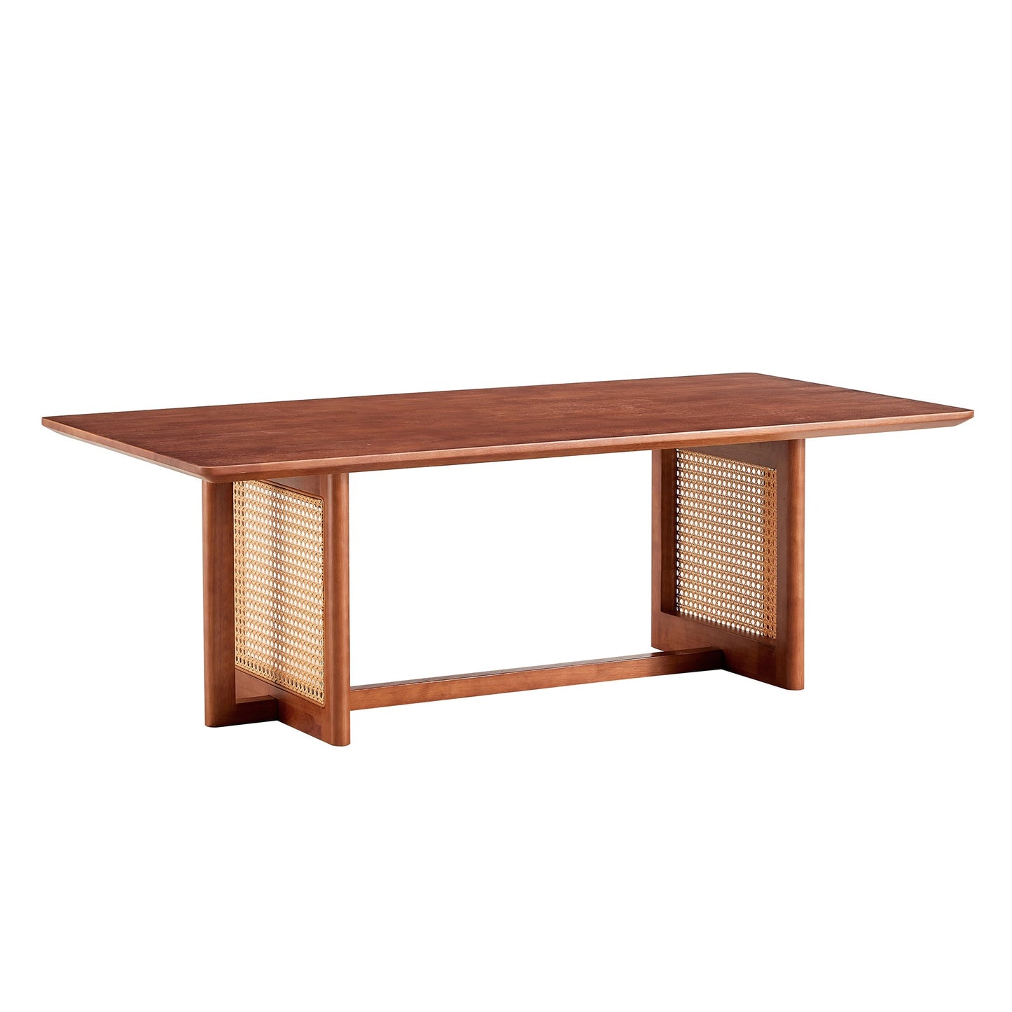 Chinese Style Imitation Rattan Tea Table Walnut Color - - Furniture