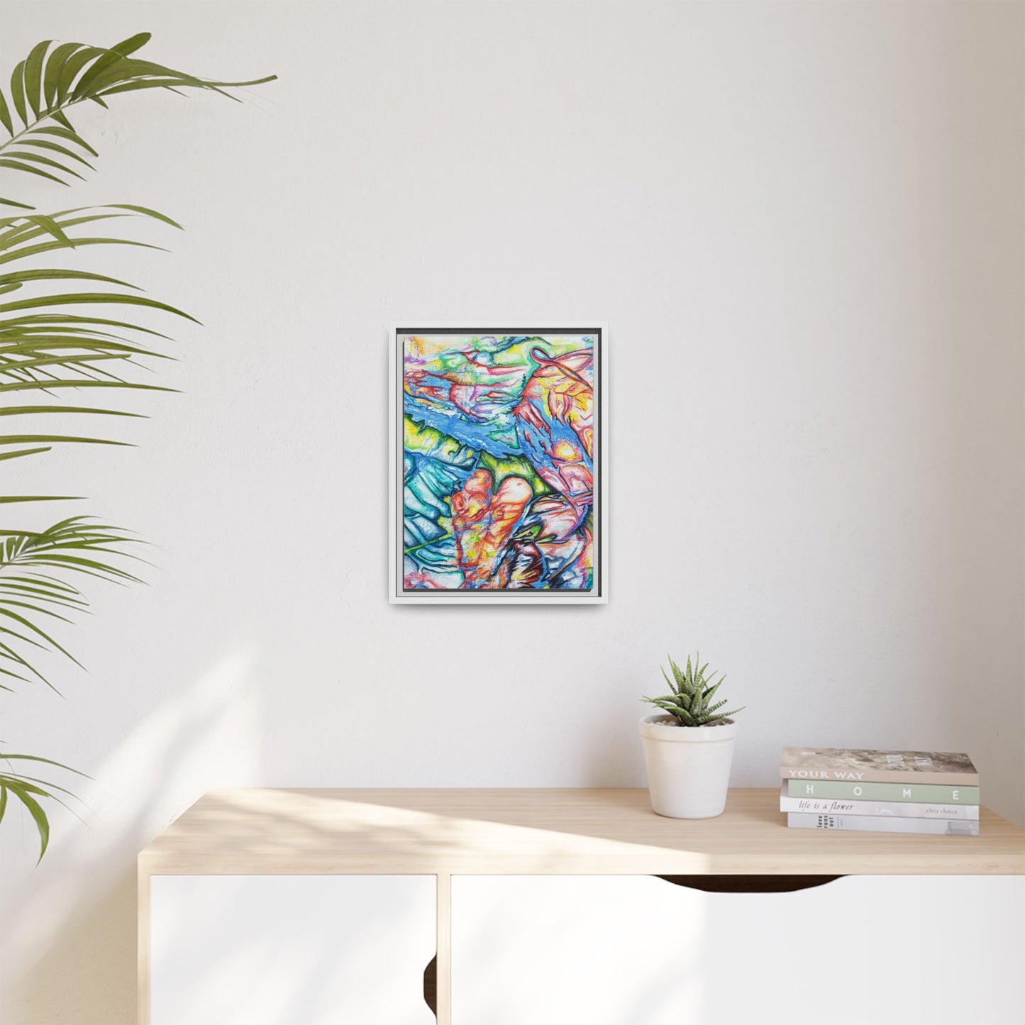 Multi-Color Abstract Framed Canvas Art Print - Kia Day Design