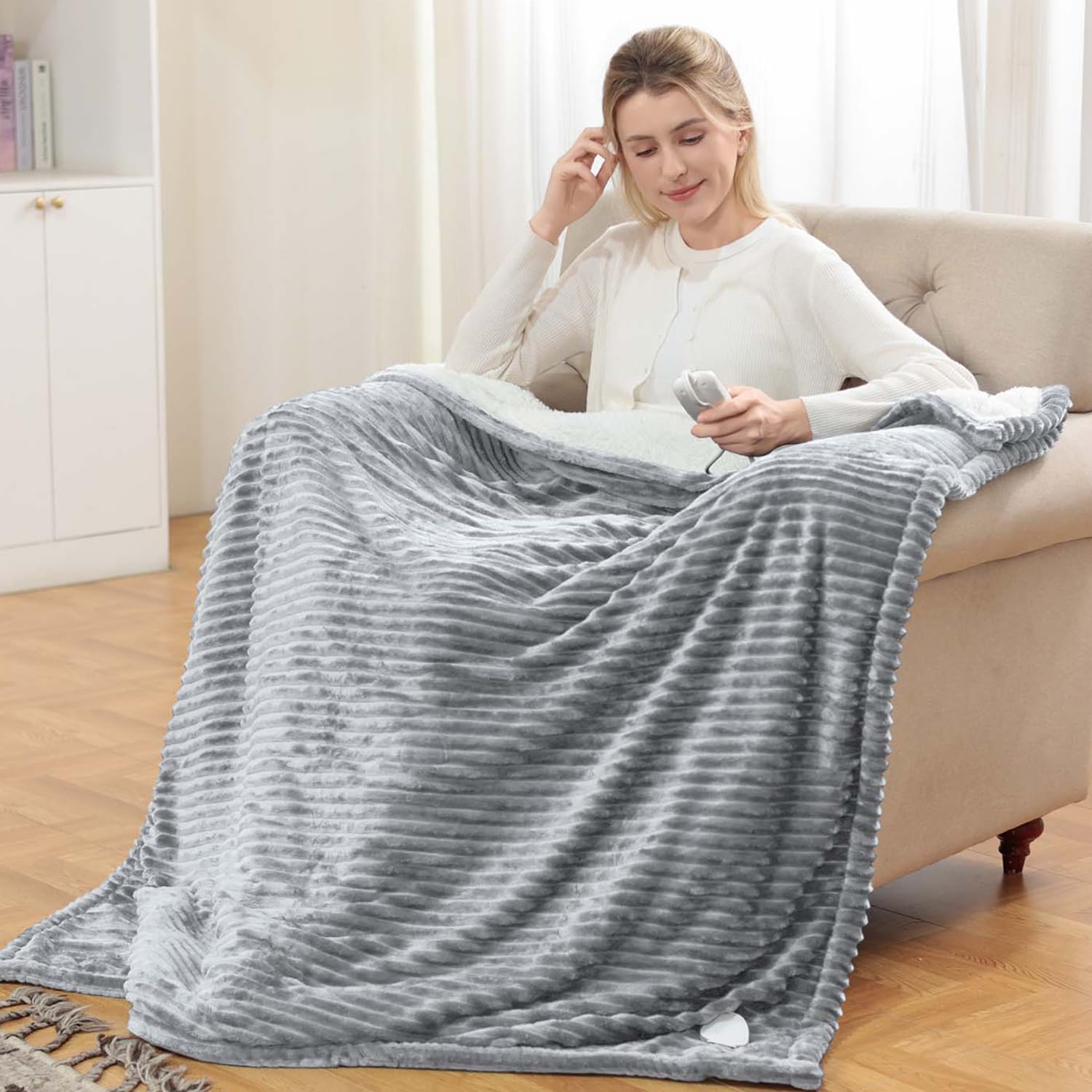 CXRUY Gray Heated Blanket Electric Throw - Soft Flannel Electric Blanket - - blanket