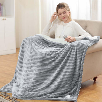 CXRUY Gray Heated Blanket Electric Throw - Soft Flannel Electric Blanket - - blanket