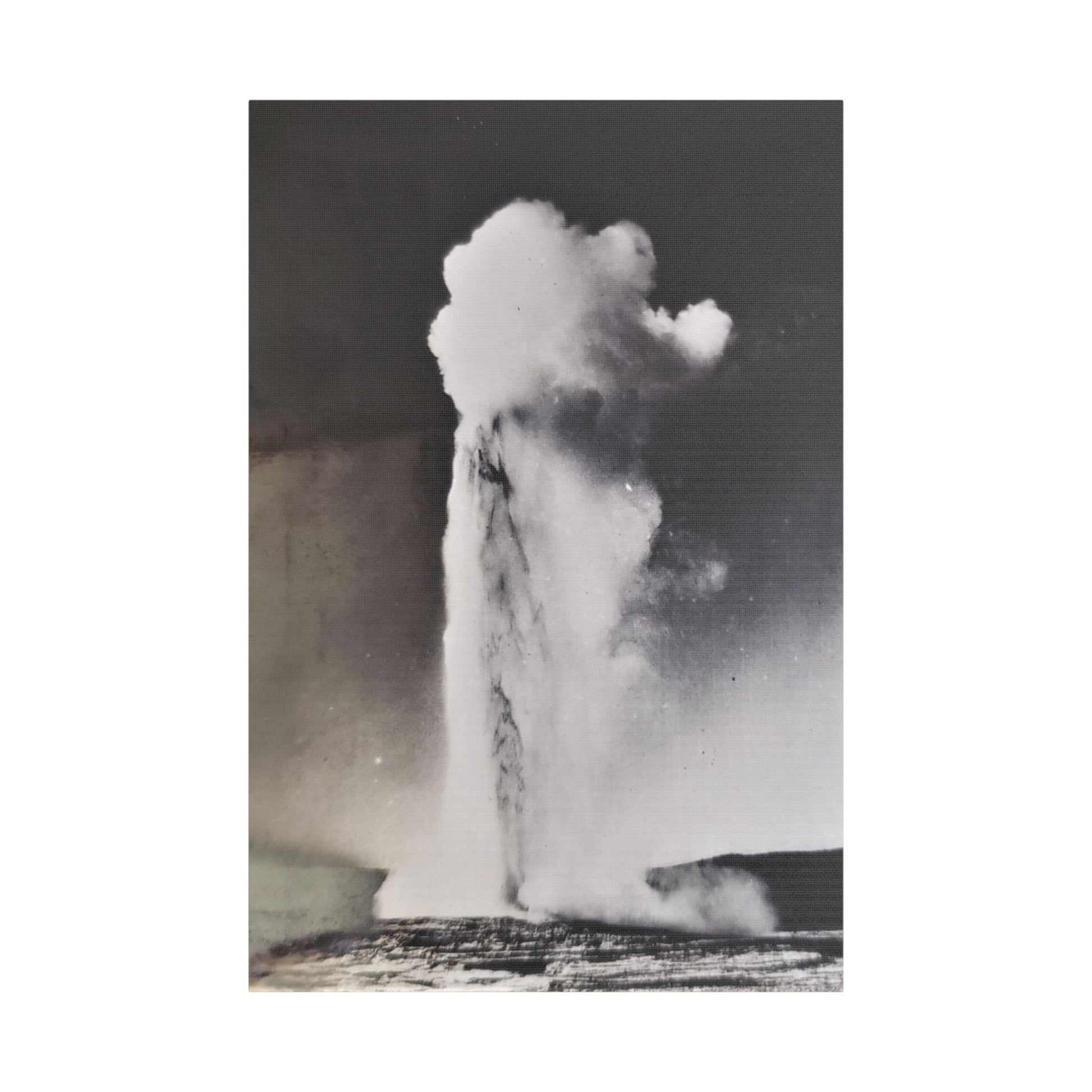 Old Faithful Geyser Yellowstone Satin Canvas Stretched