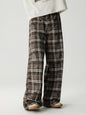 Men's Plaid Wide Leg Pants - Dirty Coffee -