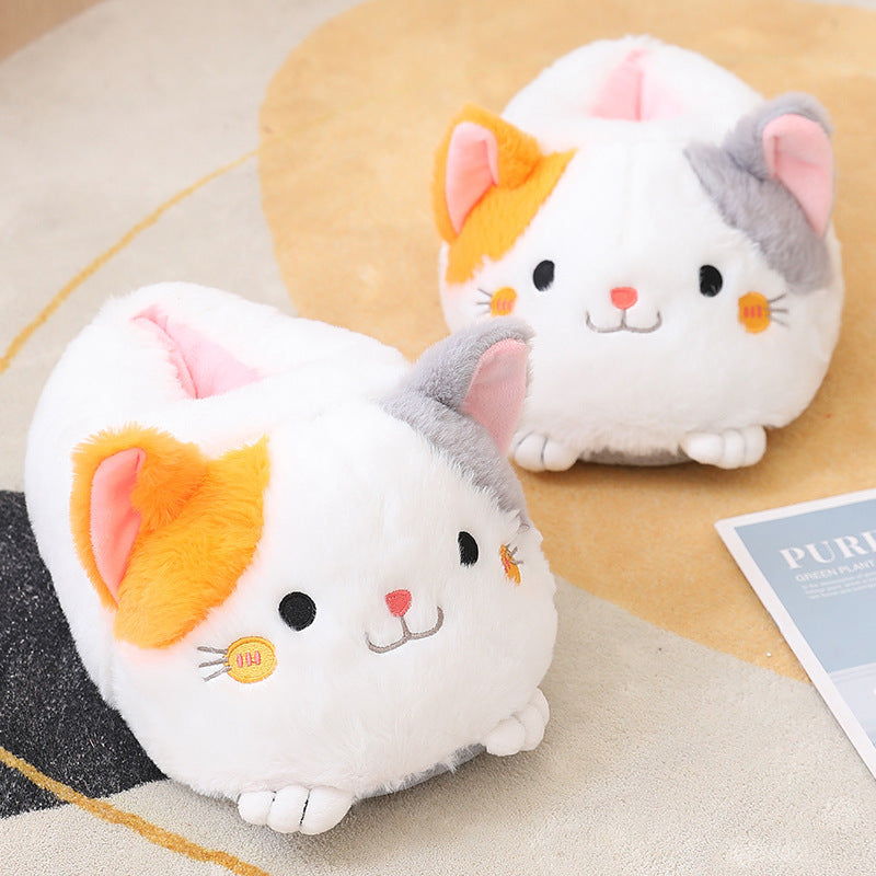 Cozy Cartoon Plush Slippers - Cute Cat 37to43 - slippers