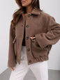 Button-Down Long Sleeve Outerwear - Brown -