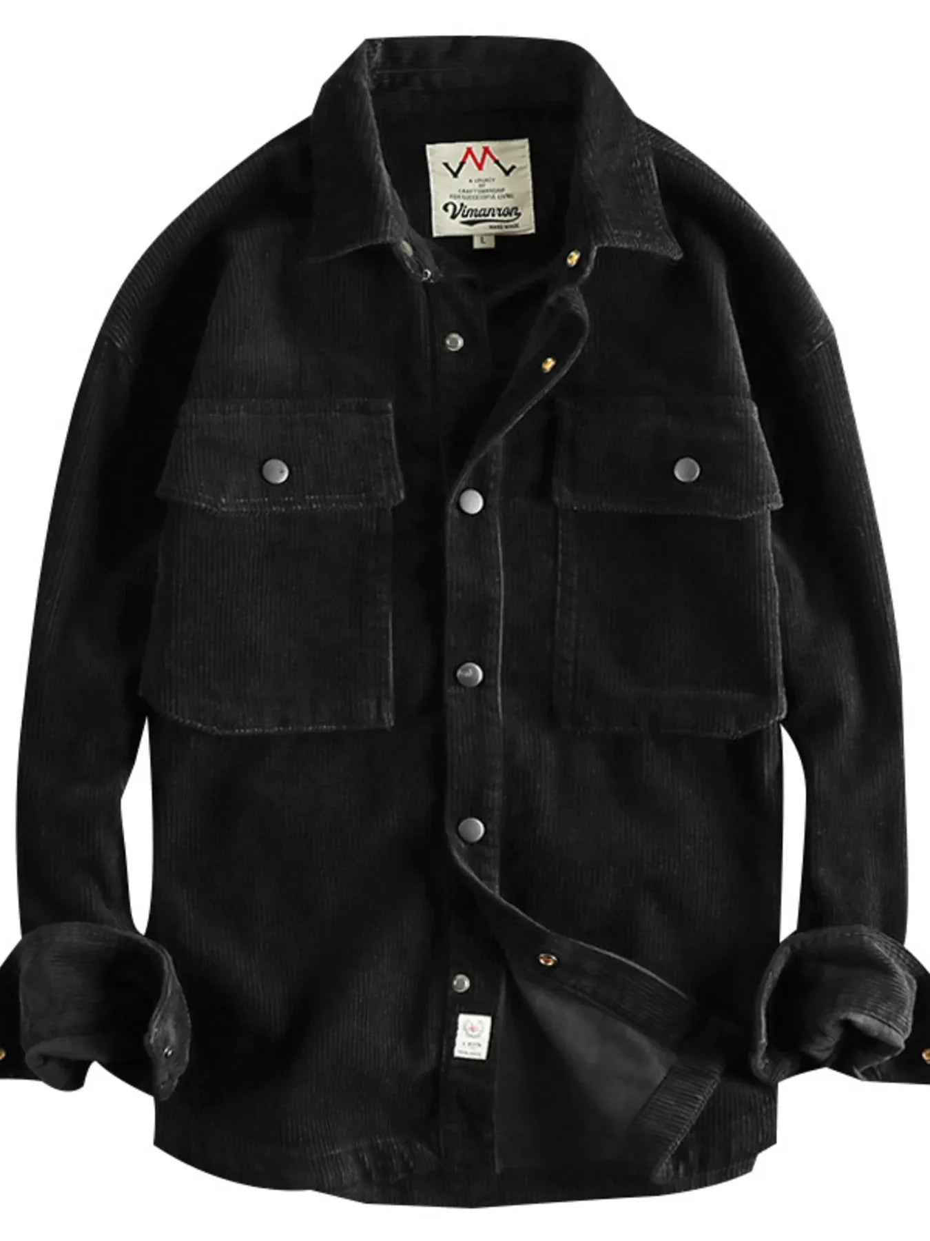 Men's Plus Size Corduroy Button Up Long Sleeve Jacket - -