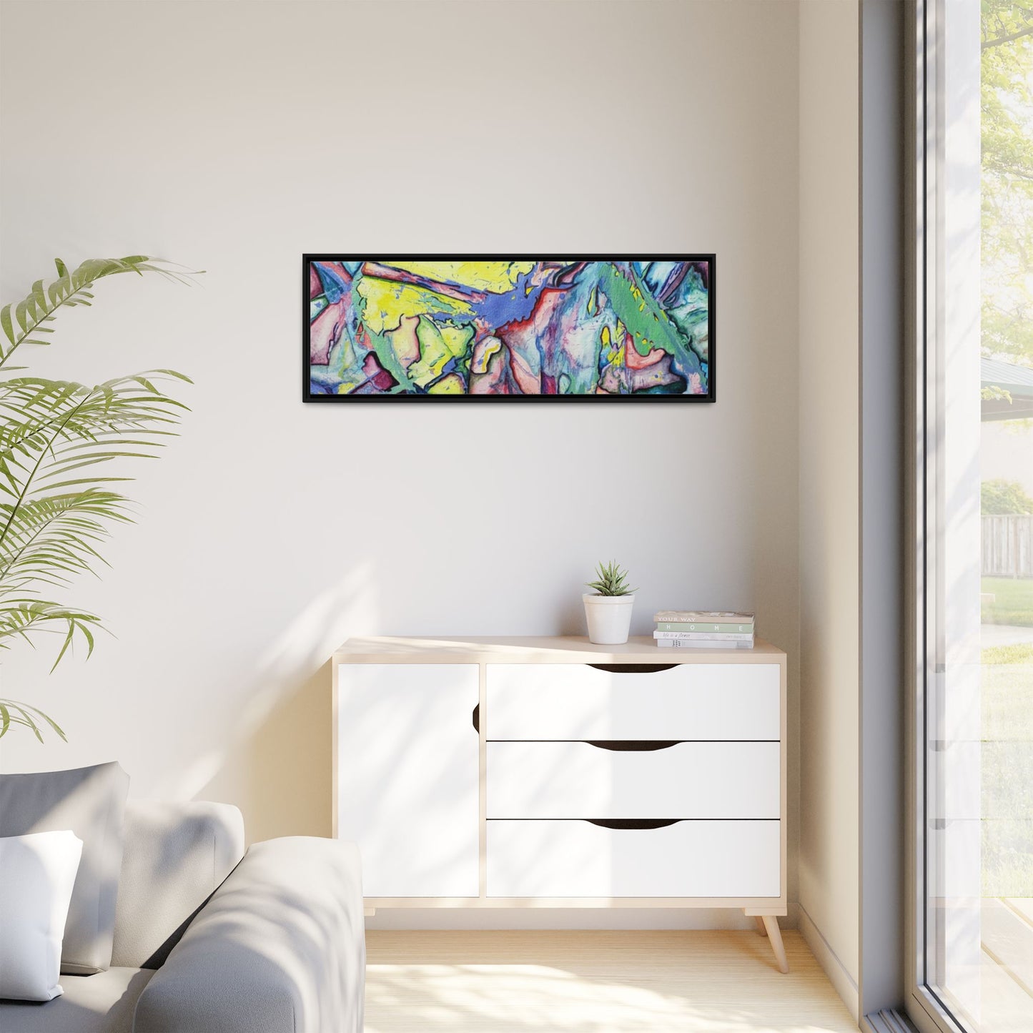 Alien Abstract Colorful Framed Canvas Art - Kia Day Design