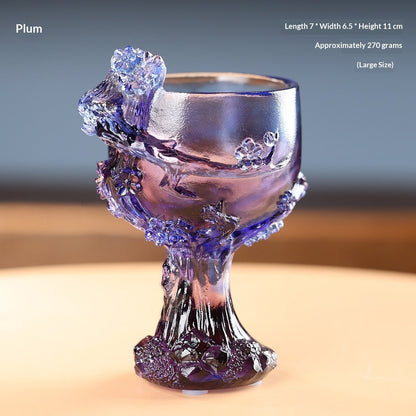 Lacquerware Decorative Cup Ornament – Four Gentlemen Motif - Plum Blossom Cup Large - Drinkware