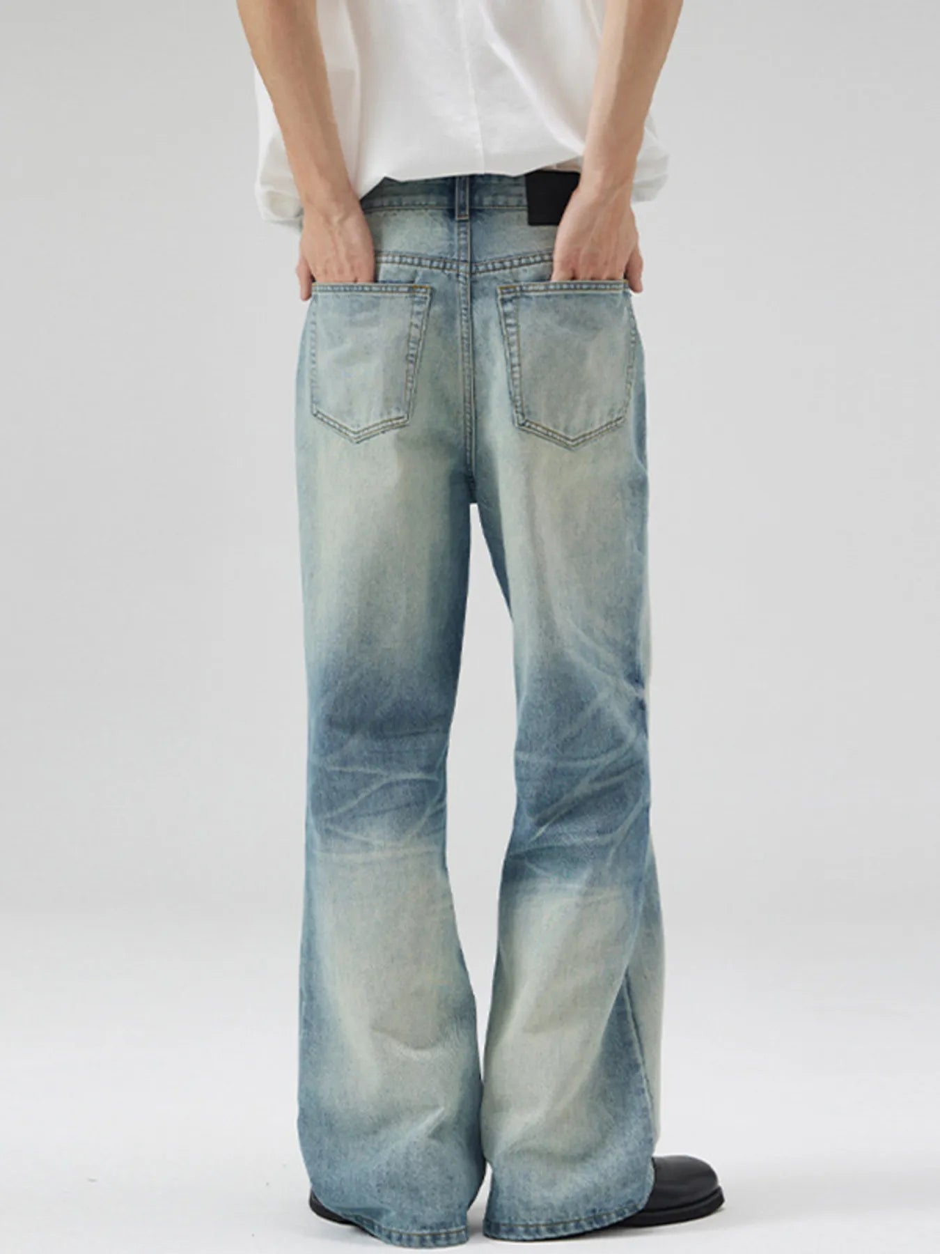 Men's Full Size Vintage Wash Wide Leg Jeans Plus Size - -