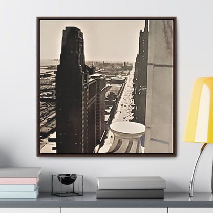 Michigan Ave Chicago Gallery Canvas Wraps Square Frame 30″ x 30″ Premium Gallery Wraps (1.25″) Walnut