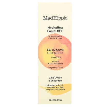 Mad Hippie Hydrating Facial Spf 25+, Zinc Oxide Sunscreen, Reef-Safe Face Cream, Fragrance-Free, 2 Oz - - Skin Care