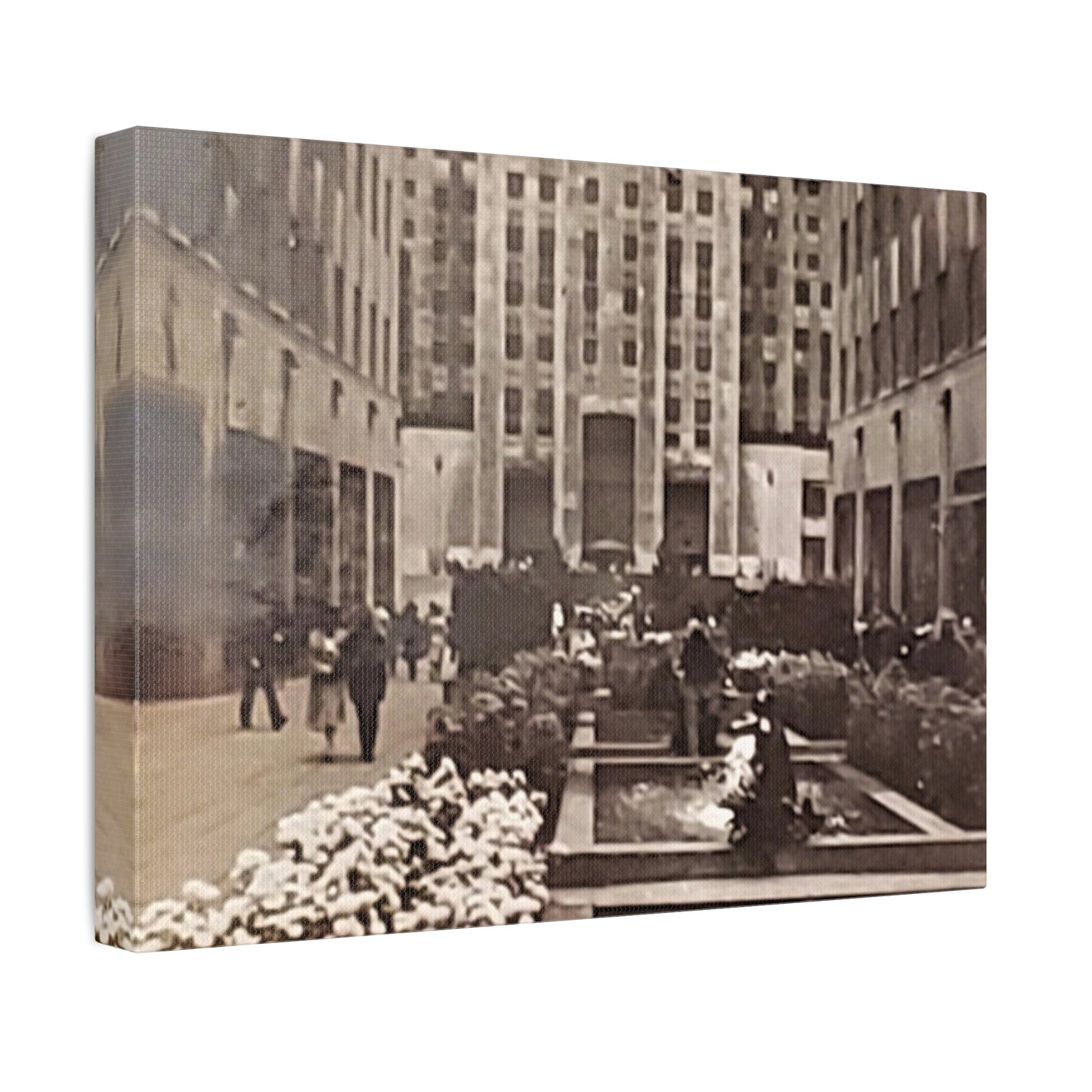 Rockefeller Plaza Stretched Canvas