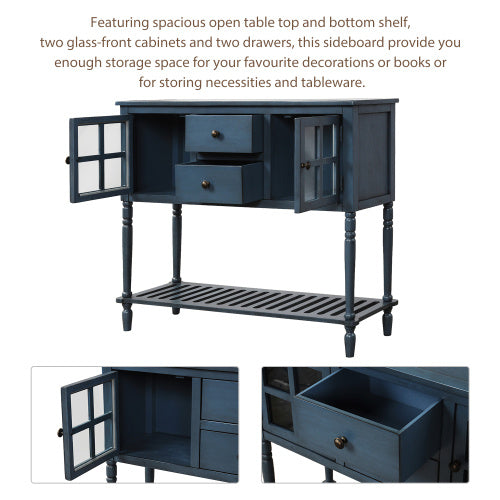 Navy Blue Sideboard Console Table With Base Frame - - cabinet
