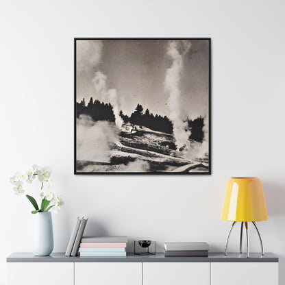 Norris Geyser Yellowstone Gallery Canvas Wraps Square Frame 36″ x 36″ Premium Gallery Wraps (1.25″) Black