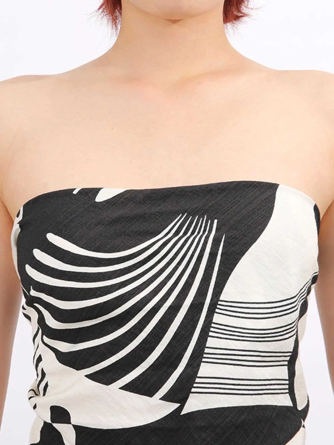 Abstract Print Tube Top and Wide Leg Pants Two-Piece Set - -