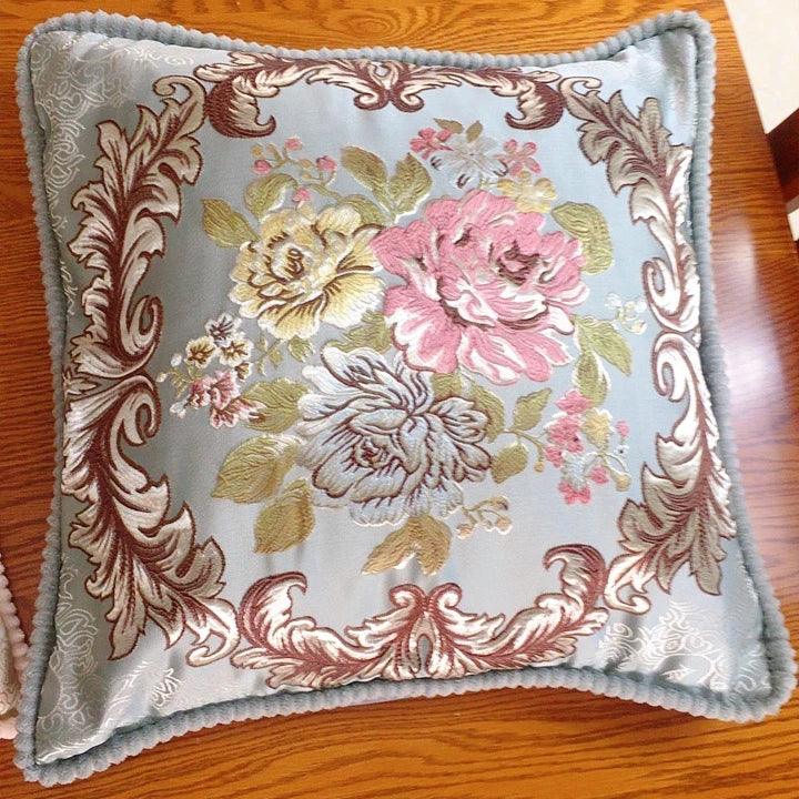 Flower Embroidery Sofa Throw Pillow Pillows & Cushions Blended Jacquard Cover