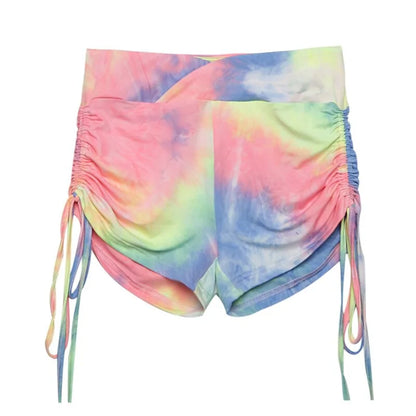 Colorful Tie-dye High-Waist Shorts