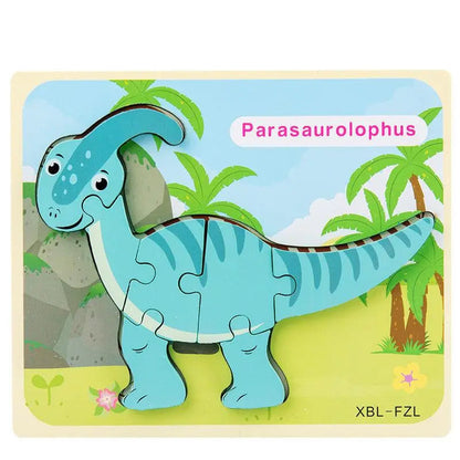 Wooden 3D Montessori Dinosaur Jigsaw Puzzles Parachisaurus