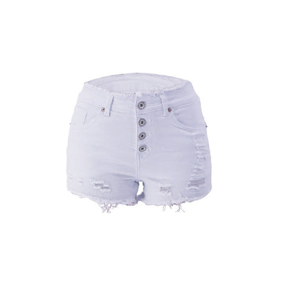 Fringe Womens Shorts with Buttons - White M - shorts