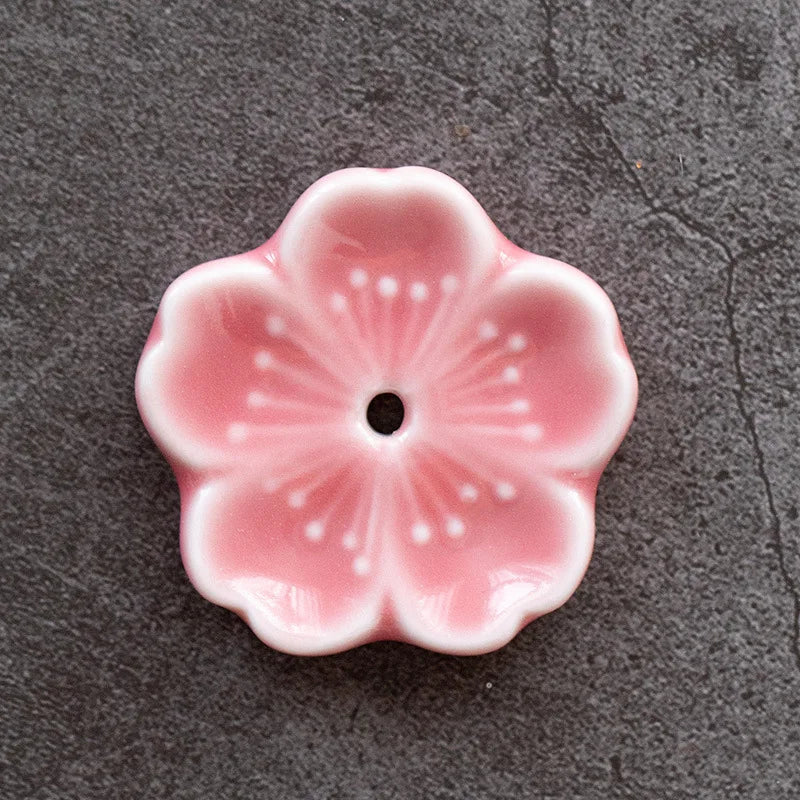 Cherry Blossom Incense Burner Home Ceramic Decor Stick Holder Aromatherapy