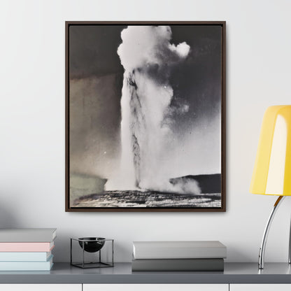 Old Faithful Geyser Yellowstone Gallery Canvas Wraps Vertical Frame 20″ x 24″ Premium Gallery Wraps (1.25″) Walnut