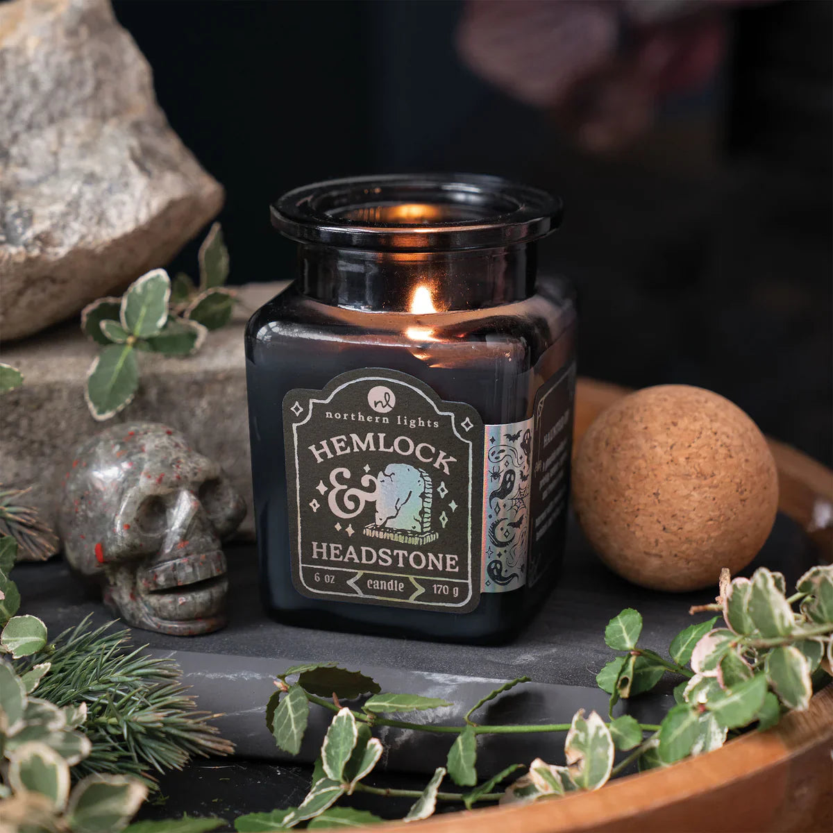 Hemlock & Headstone Soy Candle - - Fall & Halloween