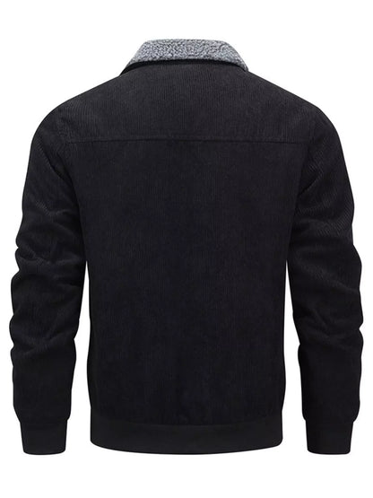 Men's Plus Size Corduroy Sherpa Lined Winter Coat - -