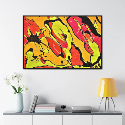 80s Rapture Gallery Canvas Wraps, Horizontal Frame 48″ x 32″ Black orange yellow 1.25"