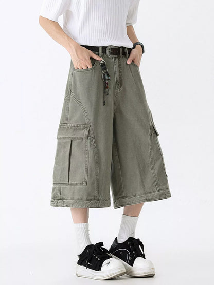 Men's Full Size Wide Leg Cargo Shorts Plus Size - -