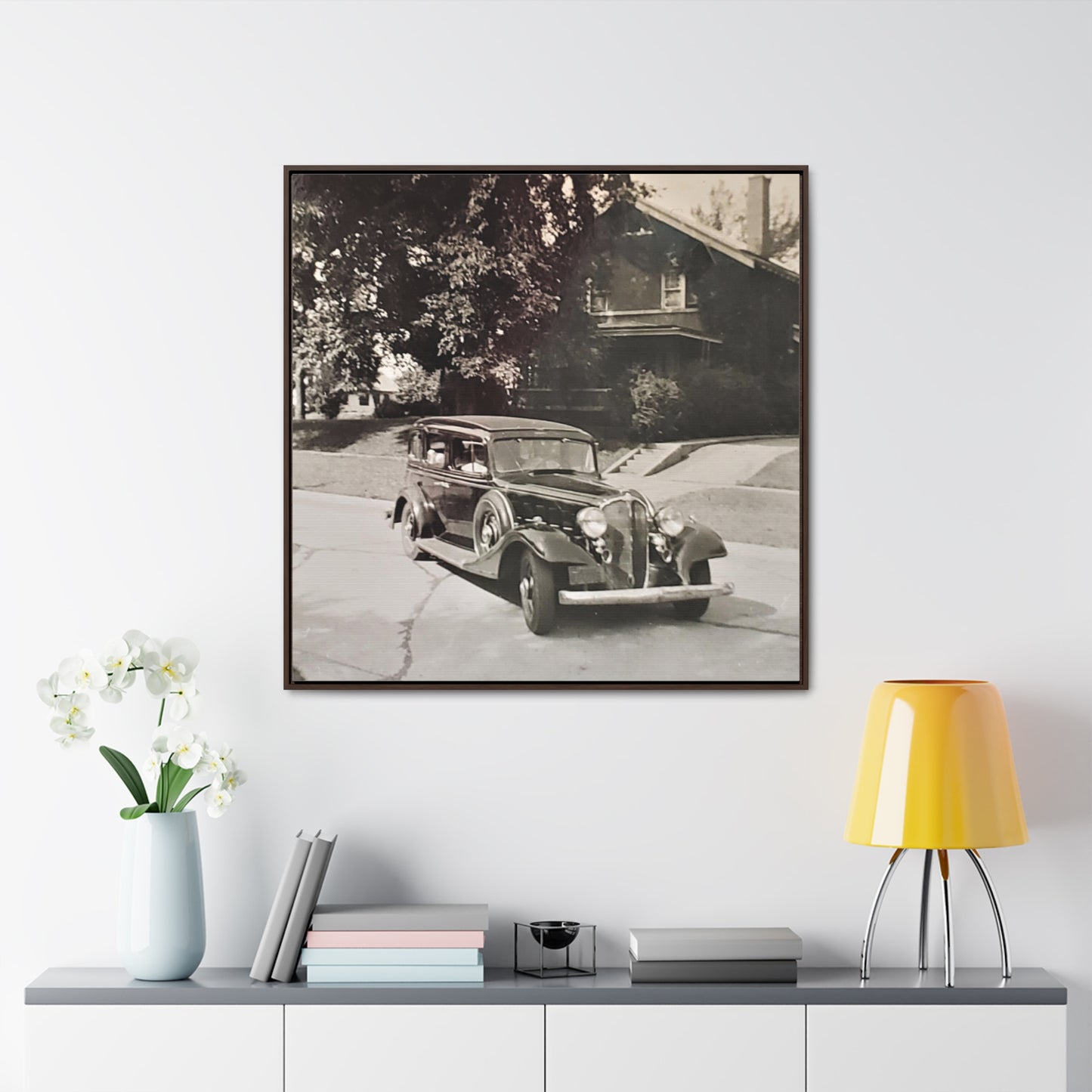 Classic Car Gallery Canvas Wraps, Square Frame