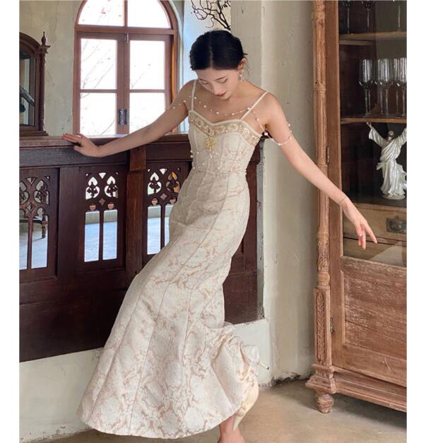 Vintage French Court Drop Bead Dress - - dress