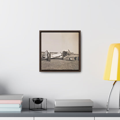 Army Pursuit Plane Ames Airport 1939 Gallery Canvas Wraps Square Frame 12″ x 12″ 1.25" Walnut