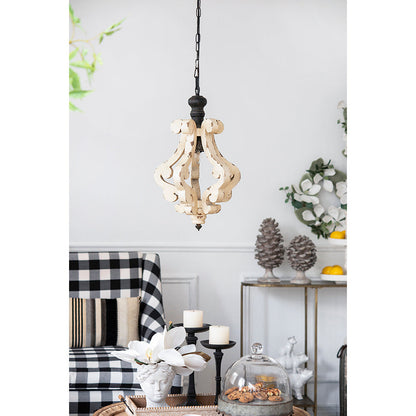 Farmhouse White Wood Ceiling Light - - light