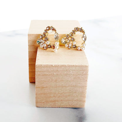 Joyful Hearts Pearl Earrings - - earrings