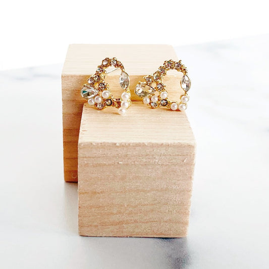 Joyful Hearts Pearl Earrings - - earrings