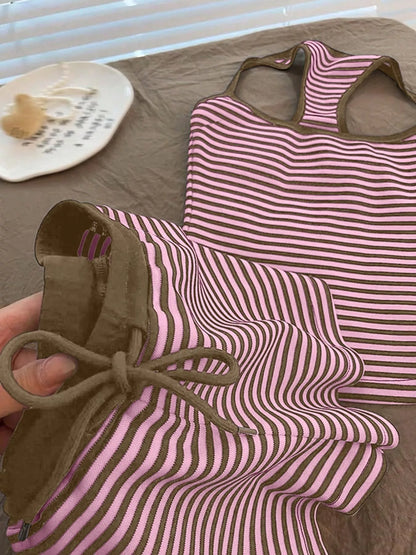 Striped Tank Top and Shorts Set- Shopimist- {{Product type}}
