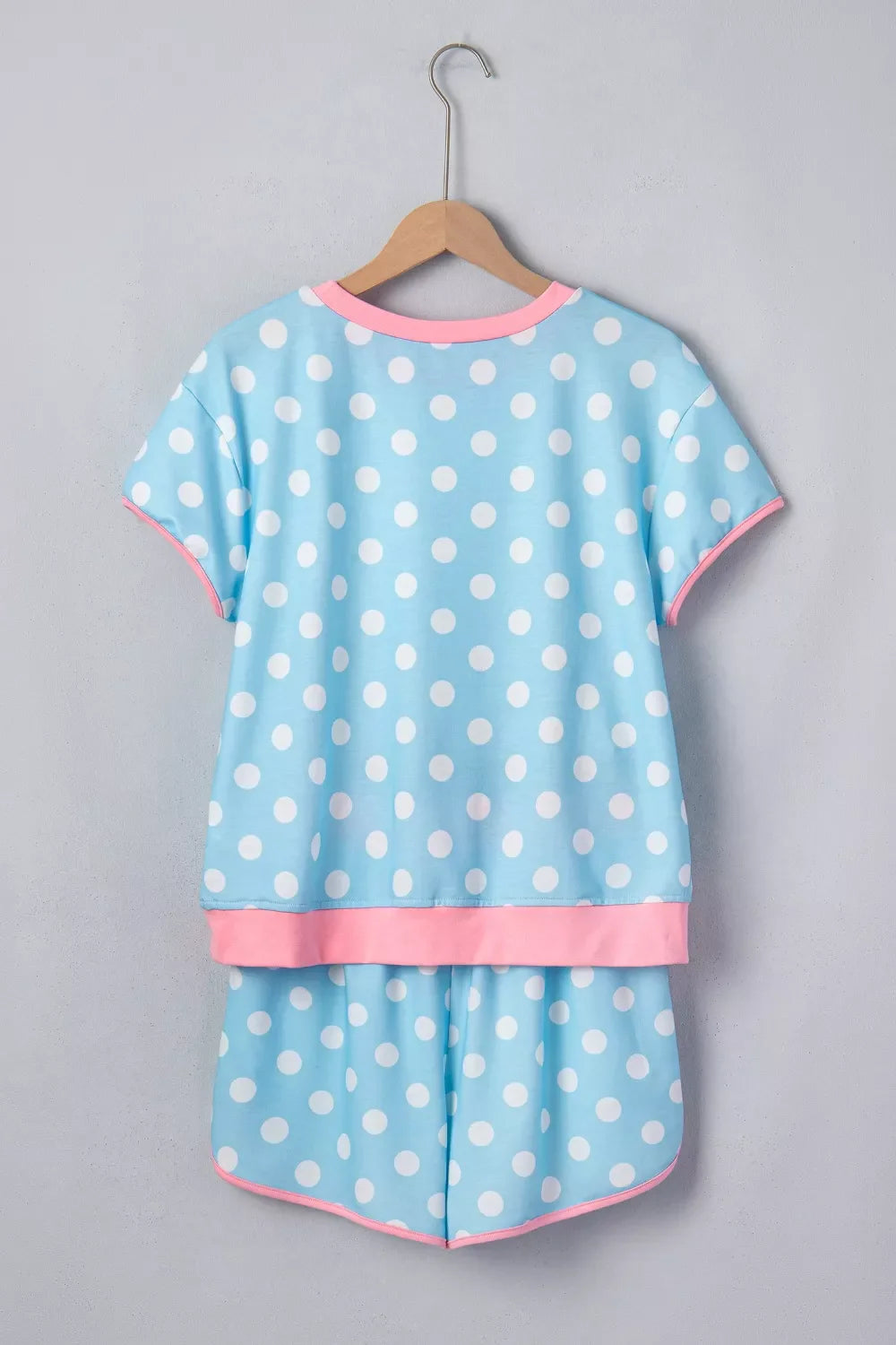 Polka Dot Contrast Trim Top and Drawstring Shorts Set- Shopimist- {{Product type}}